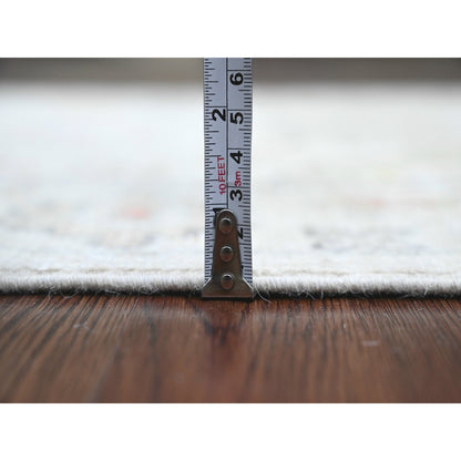 3'X22'5" White Angora Oushak Leaf Design All Wool Hand Knotted Runner Rug
