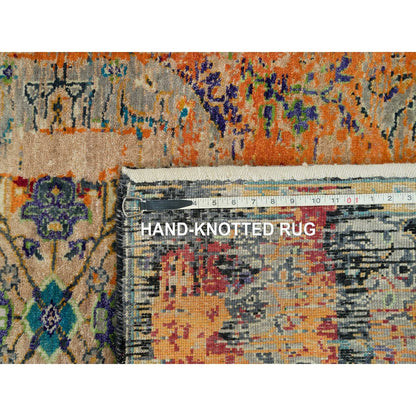 3'2"X5'1" Coral Rose Red Hand Knotted Ancient Ottoman Erased Design Rug