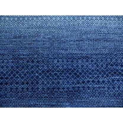 9'10"X14' Blue Modern Chiaroscuro Collection Pure Wool Hand Knotted Rug