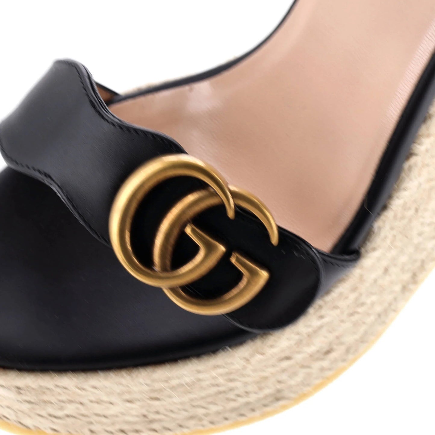 Gucci Women'S Gg Marmont Wedge Espadrille Sandals Leather