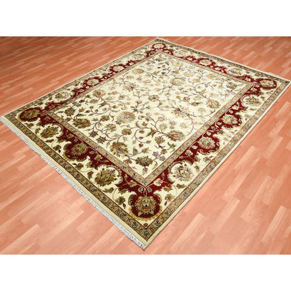 8'1"X10' Ivory Rajasthan Design Wool And Silk Hand Knotted Rug