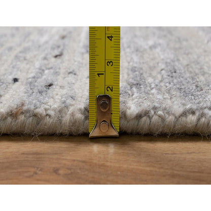 8'X10'2" Gray-Ivory Modern Design Hand Knotted Undyed Natural Wool Rug