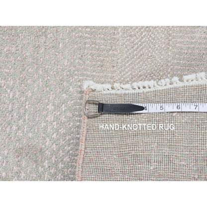 2'7"X11'3" Pink Grass Design Gabbeh Wool And Silk Hand Knotted Runner Rug