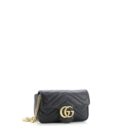 Gucci Gg Marmont Flap Bag Matelasse Leather Super Mini