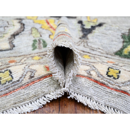 11'9"X11'9" Gray Afghan Angora Oushak Wool Hand Knotted Square Rug