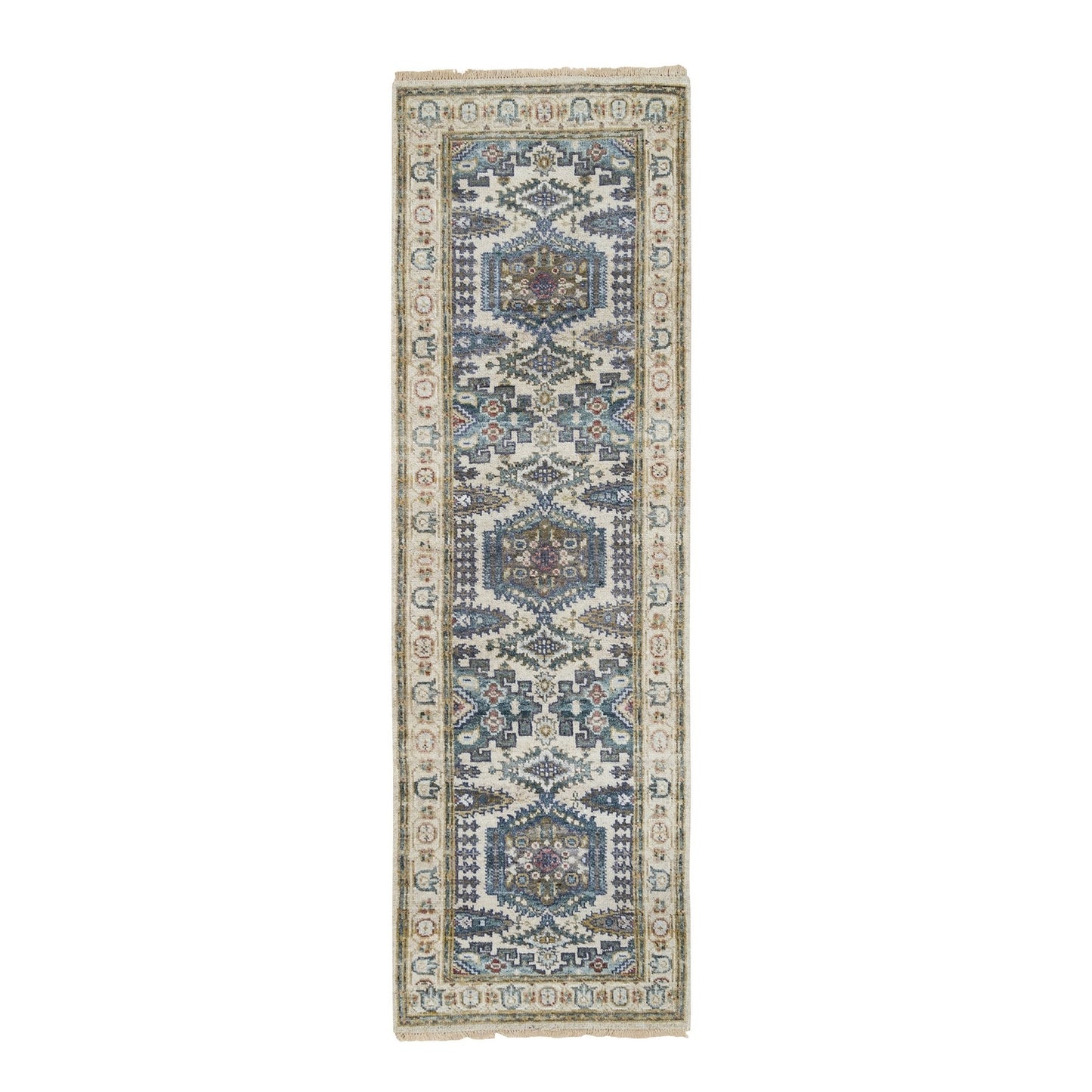 2'5"X8'1" Ivory Reimagined Viss Design Wool Hand Knotted Runner Rug