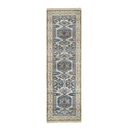 2'5"X8'1" Ivory Reimagined Viss Design Wool Hand Knotted Runner Rug