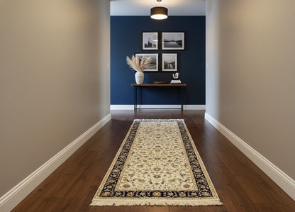 Handmade Indo-Nain Oriental Runner Rug Floral Design Hallway Carpet 2'8X8'1 ft