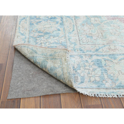 8'1"X12' Red Distressed Vintage Farsian Karman Wool Hand Knotted Rug