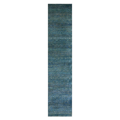 2'6"X12' Green Hand Knotted Kohinoor Herrita Runner Oriental Rug