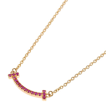 Tiffany&Co.   Necklace T Smile Mini Pink Sapphire