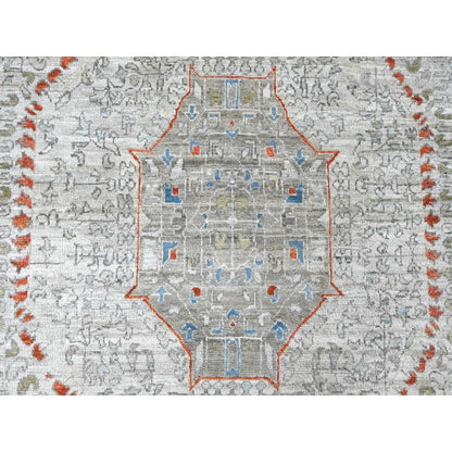 10'X14'1" Gray 14Th Century Mamluk Dynasty Pattern Wool Hand Knotted Rug