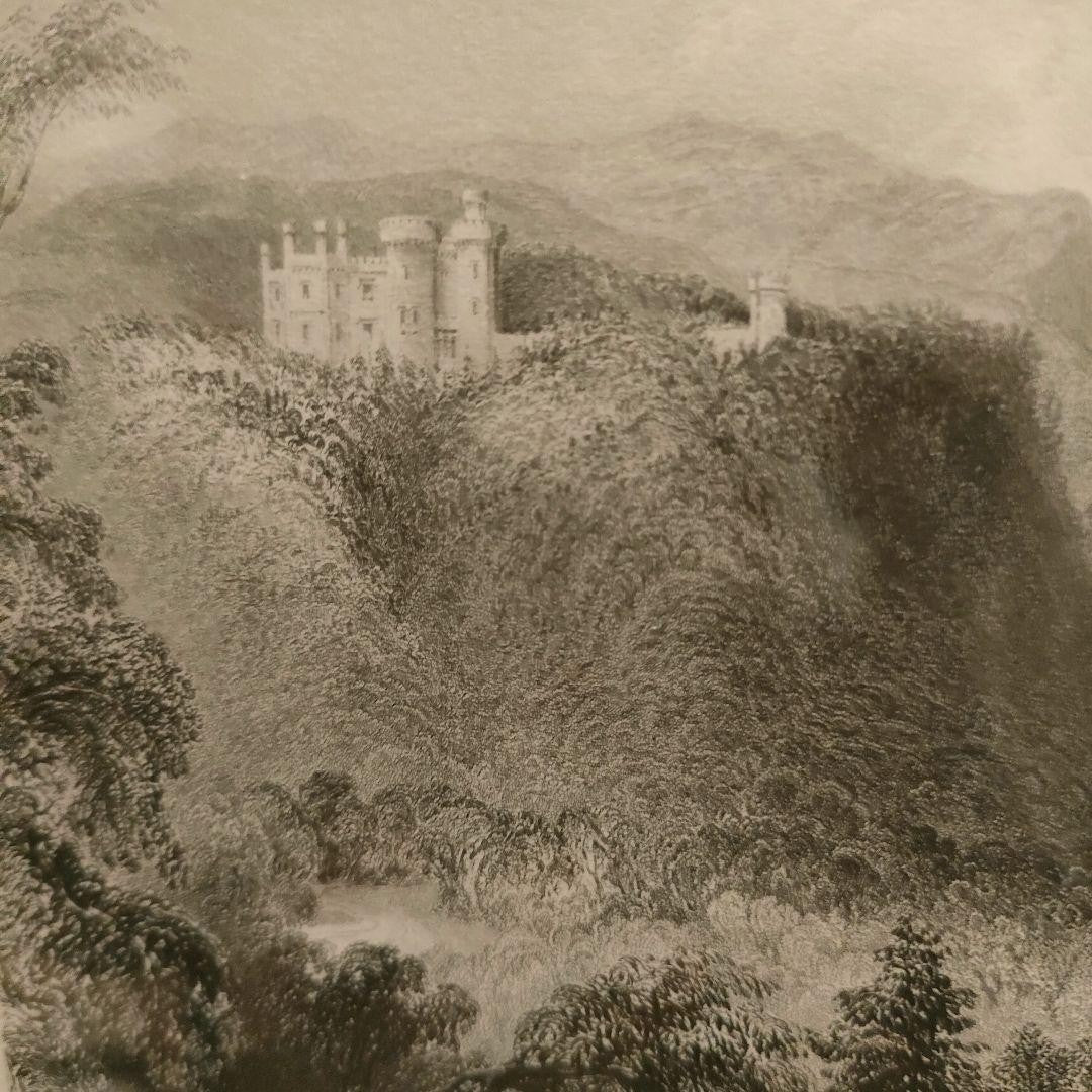 Antique 1842 Engraving Castle Howard By W.H. Bartlett & S. Bradshaw Framed Uk