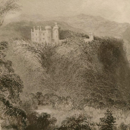 Antique 1842 Engraving Castle Howard By W.H. Bartlett & S. Bradshaw Framed Uk