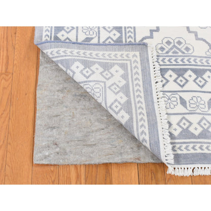8'1"X10'2" Ivory Agra Mughal Dynasty Design Cotton Hand Knotted Rug