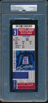 Saquon Barkley Signed 2018 Giants Vs. Jaguars Full Ticket Nfl Debut Psa 196003