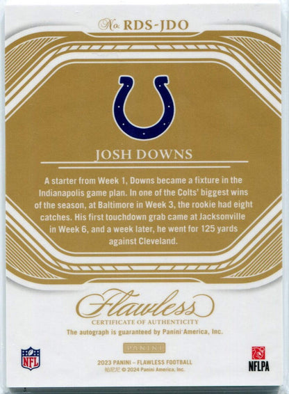 Josh Downs 2023 Panini Flawless Rookie Debut Signatures Auto Ruby Parallel Rc #R