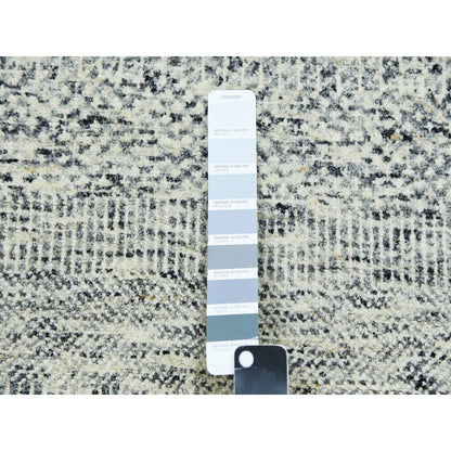 2'5"X26'3" Wales Gray Modern Tone On Tone Grass Design Wool Xl Runner Rug