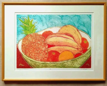 Mark Spain Pineapple and Bananas Carborundum Etching Limited Edition Signed
