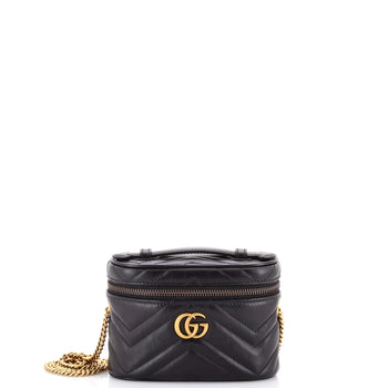 Mini Gucci GG Marmont Top Handle Vanity Chain Bag Matelasse Leather