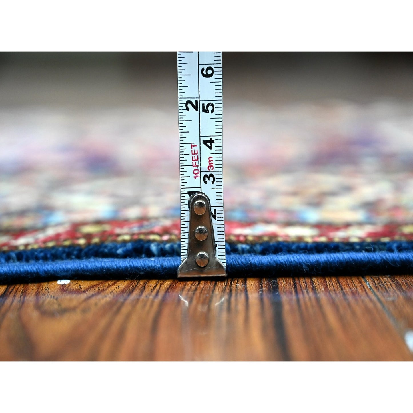 2'6"X6'4" Delft Blue Hand Knotted Super Kazak Short Runner Oriental Rug