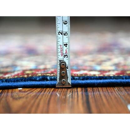 2'6"X6'4" Delft Blue Hand Knotted Super Kazak Short Runner Oriental Rug