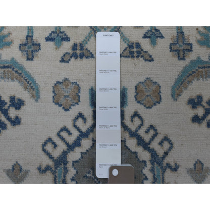 2'6"X9'6" Ivory Afghan Vintage Look Kazak Wool Hand Knotted Runner Rug