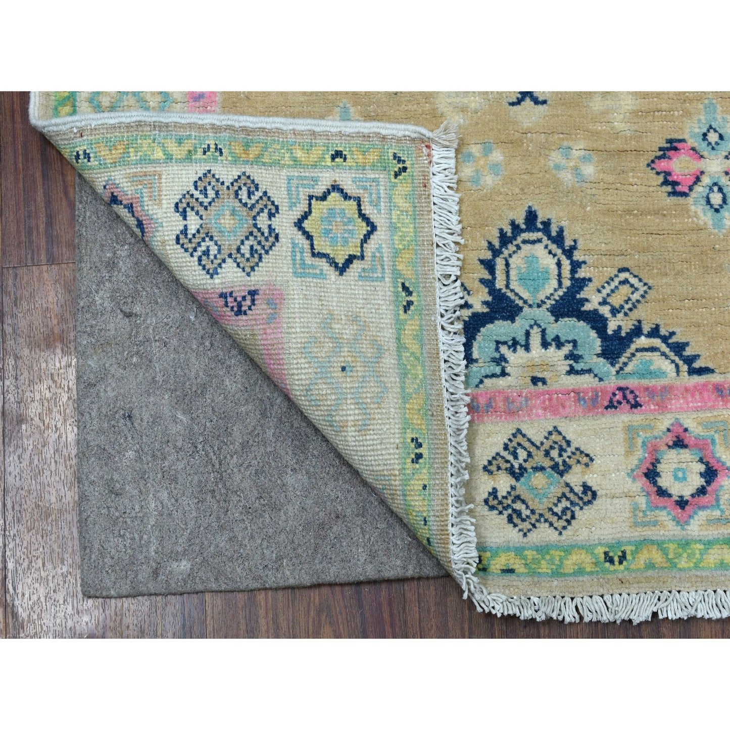 2'6"X8' Gray Fusion Kazak Pure Wool Hand Knotted Runner Oriental Rug