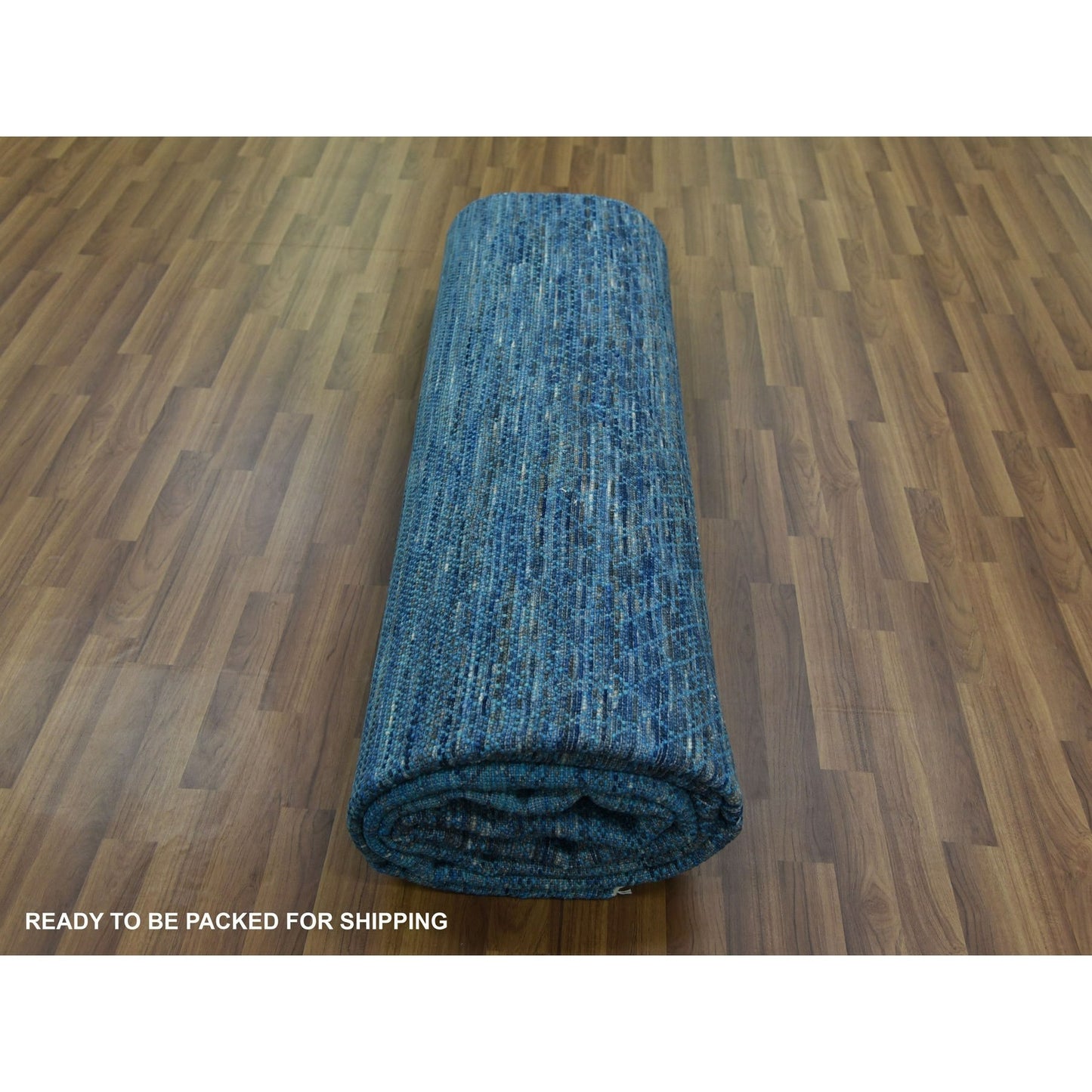 9'1"X11'10" Blue Pure Wool Hand Knotted Modern Chiaroscuro Collection Rug