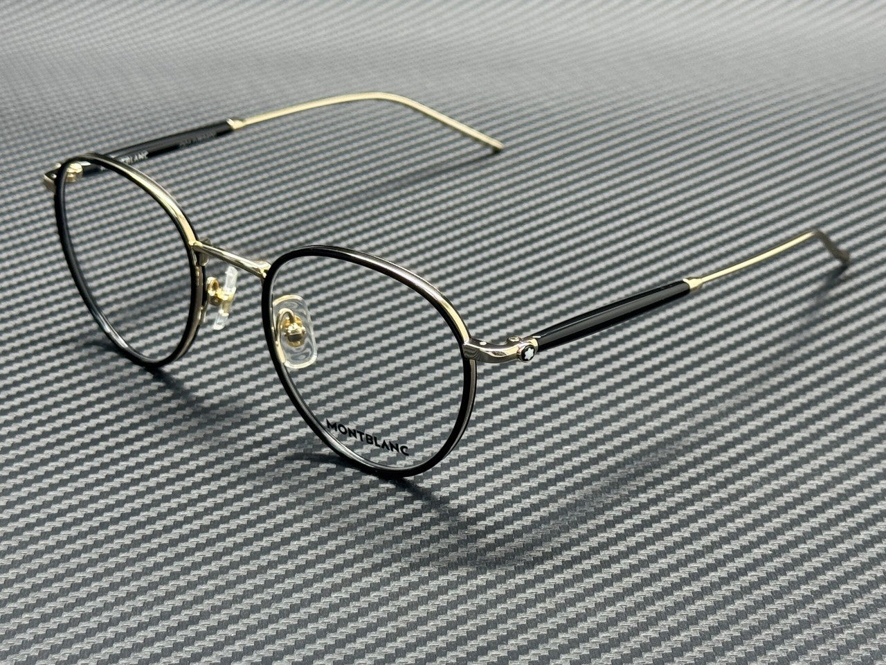 MONT BLANC MB0442O 001 Black Gold Men's 49 mm Small Eyeglasses