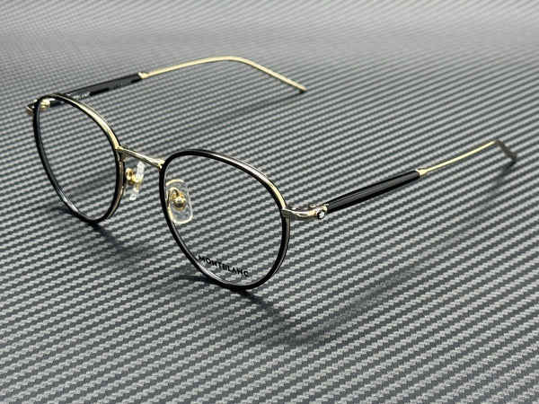 MONT BLANC MB0442O 001 Black Gold Men's 49 mm Small Eyeglasses