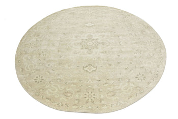 Handmade Transitional Round Oriental Rug Floral