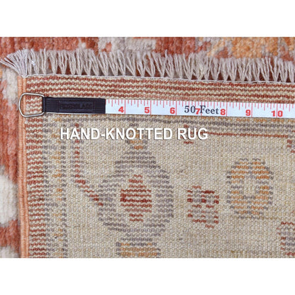 2'8"X12' Soft Wool Hand Knotted Soft Orange Angora Oushak Runner Rug