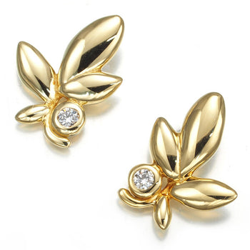 Tiffany&Co. Earrings Diamond Olive Leaf 18K 750 Yellow Gold