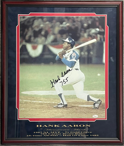 Hank Aaron Autographed Framed 16X20 Photo (Jsa)