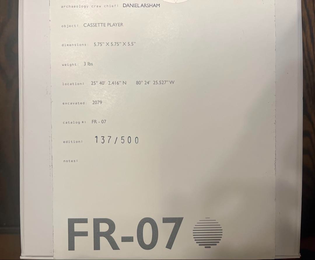Relic of Daniel Arsham Future Walkman Player 07 Cassette