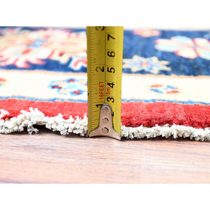 8'X8' Red Hand Knotted Densely Woven Wool Special Kazak Round Rug