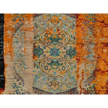 4'1"X6' Orange Ancient Ottoman Erased Design Ghazni Wool Hand Knotted Rug