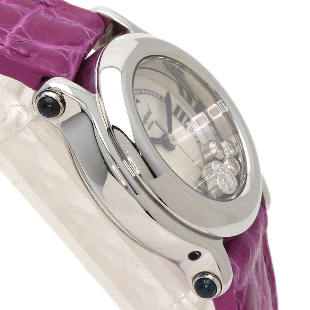 Chopard Happy Sports Diamond Watches 27/8245-23 Stainless Steel/Leather