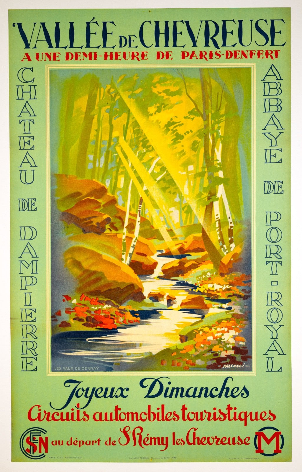 Robert Falcucci Vallee De Chevreuse 1939 Authentic French Travel Poster