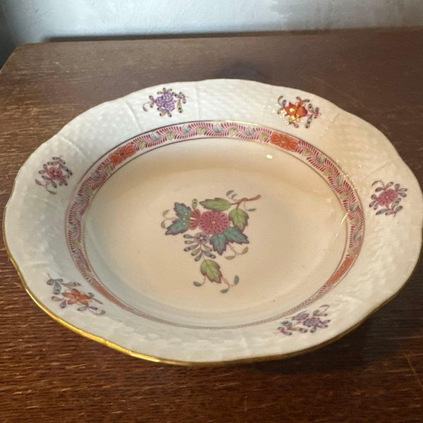 Bowl Herend Chinese Bouquet Apponyi Flower Handpainted Gold trim 6.7in