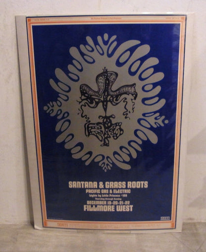 Rare!!! Fillmore West Concert Live Poster (Bill Graham 1968) WES WILSON SANTANA