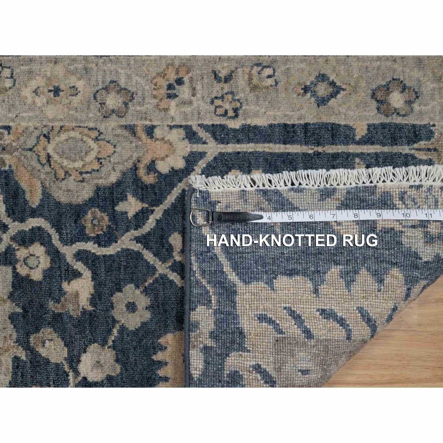 2'X3'1" Navy Blue Oushak Design Wool Hand Knotted Fragment Sample Rug
