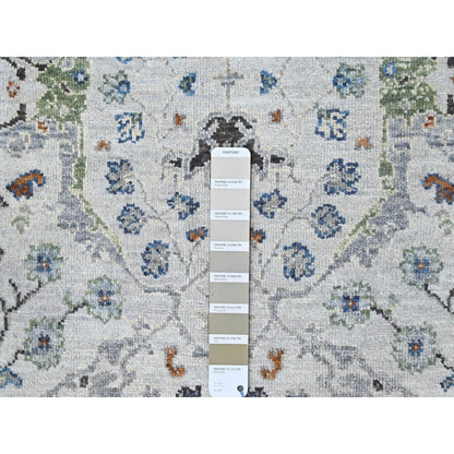2'6"X23'10" Gray Oushak Floral Motifs Wool Xl Runner Hand Knotted Rug