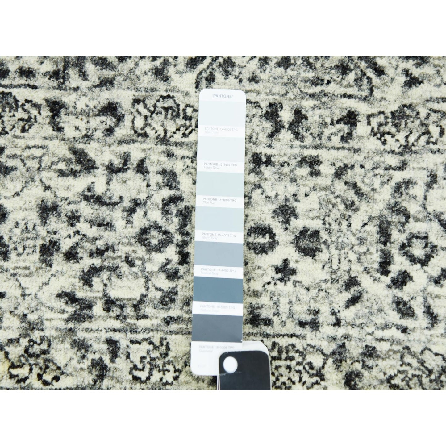 6'1"X9'3" White Hand Knotted Mamluk Dynasty Design Undyed 100% Wool Rug