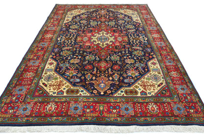 Vintage Handmade Oriental Carpet Rug Classic Floral Medallion Design 6'7X9'6