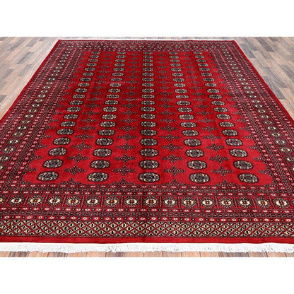 8'2"X10'1" Red Princess Bokara Tribal Medallions Rug Pure Wool Hand Knotted