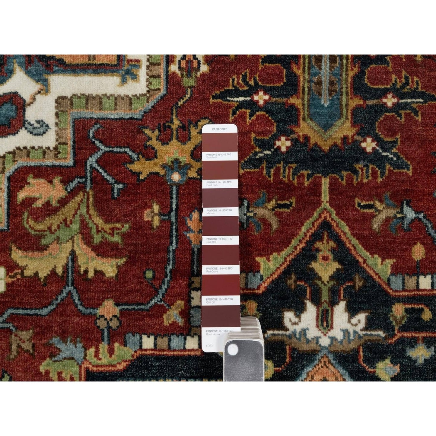 5'X7'2" Red Hand Knotted Wool Rug Antiqued Fine Heris Revival Oriental