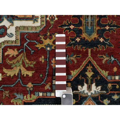 5'X7'2" Red Hand Knotted Wool Rug Antiqued Fine Heris Revival Oriental