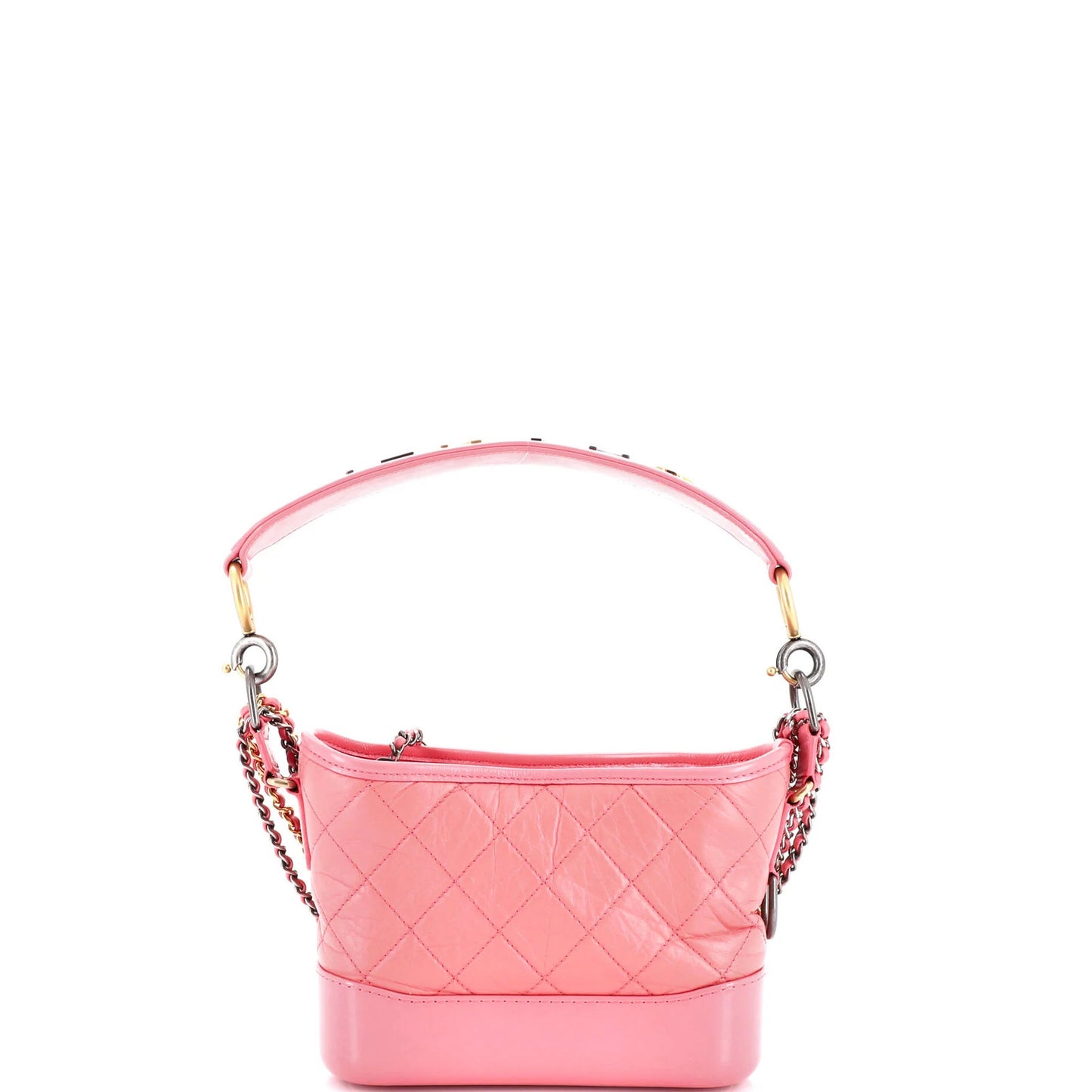 Chanel Gabrielle Hobo With Logo Handle Quilted Aged Calfskin Small